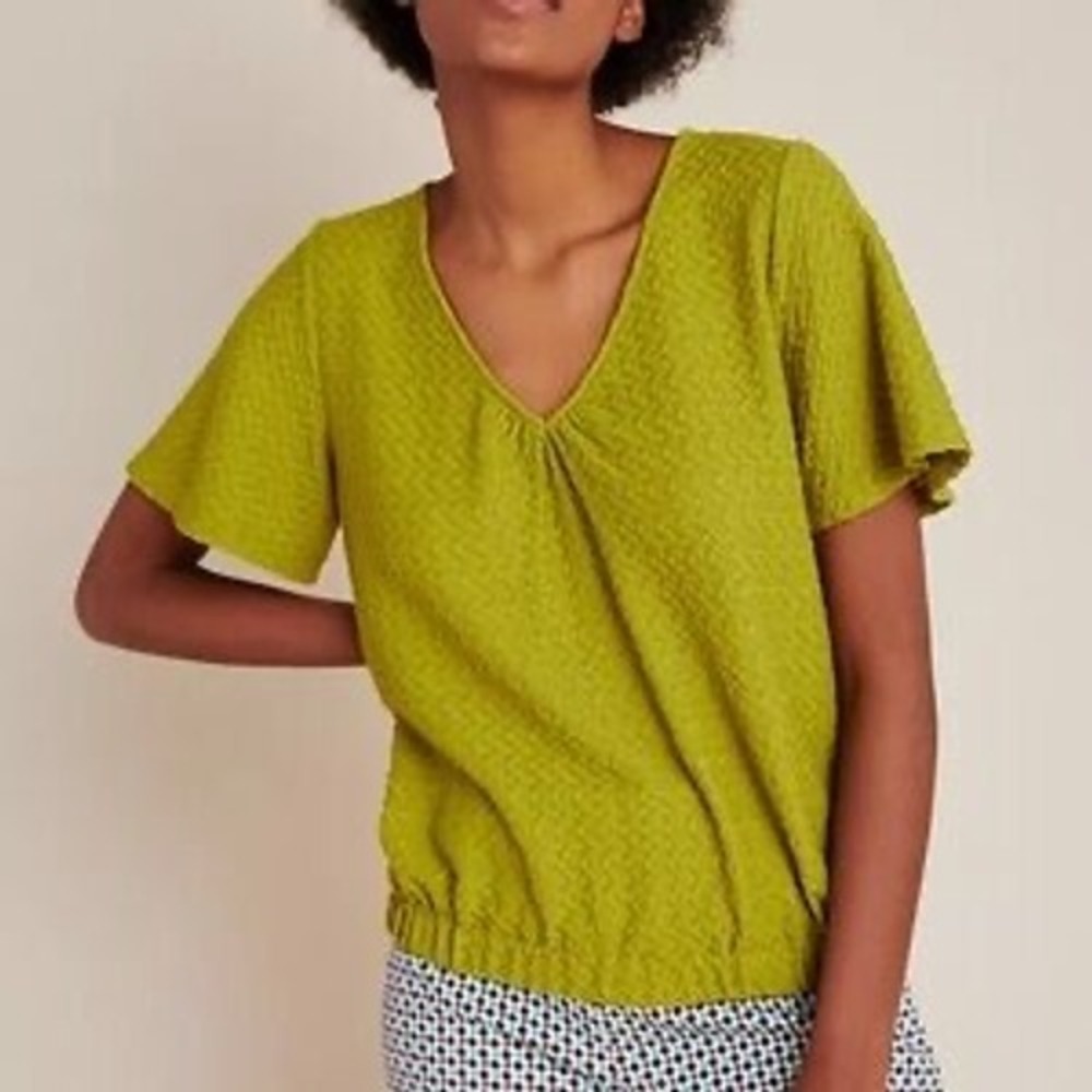 Sunday in Brooklyn Textured Knit V Neck Dolman Sleeve‎ Top Green Size L